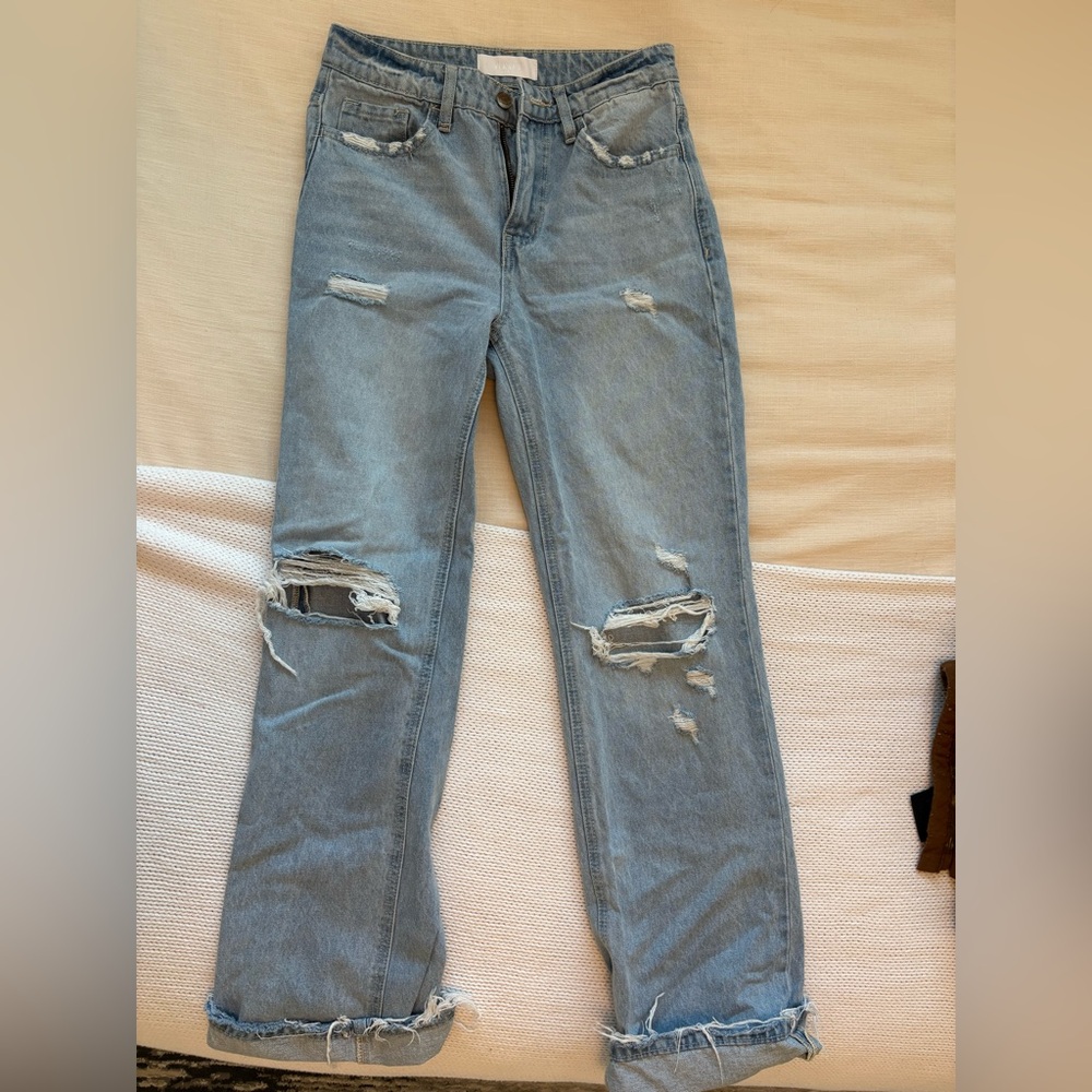 VERVET BY FLYING MONKEY Blue Boyfriend Jeans Distressed